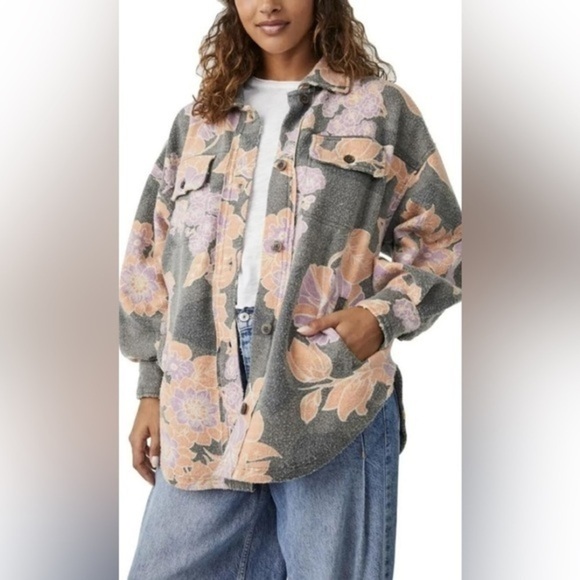 free people charcoal combo jacket shacket size XS - Picture 1 of 12